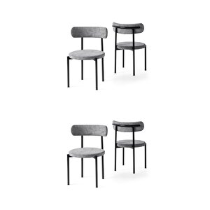 Alfa Metal Mutfak Sandalyesi 4 Lü Set Siyah