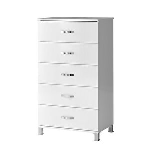 Buket Yüksek 5 Çekmeceli Şifonyer 73x45x125 Demonte Beyaz
