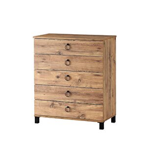 Buket Geniş 5 Çekmeceli Şifonyer 85x45x95 Demonte Ceviz