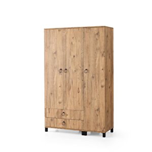 3 Kapılı 2 Çekmeceli Gardrop Elbise Dolabı 120x46x189cm Ceviz