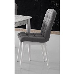 Modern Ahşap Mutfak Sandalyesi Duru 2 Li Set Gri