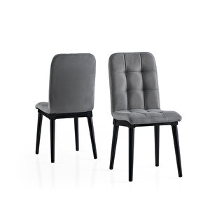 Modern Ahşap Mutfak Sandalyesi Duru 2 Li Set Siyah