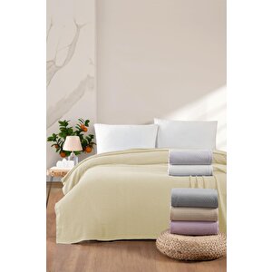 Hasır Pike Çift Kişilik Yatak Örtüsü 220x230 Cm Krem