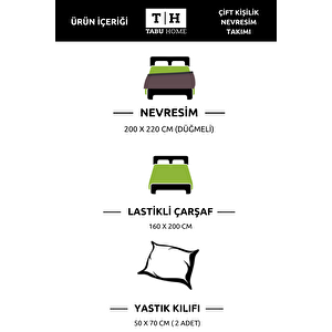 İpliği Boyalı Çift Taraflı Antrasit Çarşafı Lastikli Çift Kişilik Nevresim Takımı