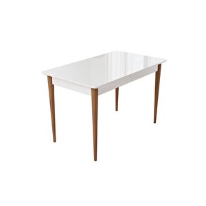 Lois Serisi Beyaz 72x112 Mdf Pinotex Ayaklı Kaliteli Sabit Yemek Masası Beyaz
