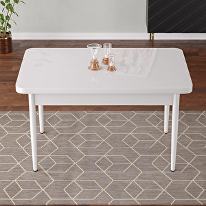 Tulca Serisi 70x110 Beyaz Mdf Masa Sabit Mutfak Masası, Yemek Masası Beyaz