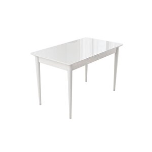 Lois Beyaz 72x112 Mdf Ahşap Ayaklı Kaliteli Sabit Yemek Masası Beyaz