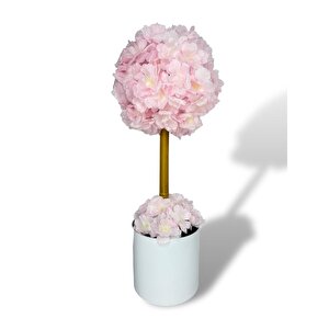 Yapay Çiçek Beyaz Metal Saksıda Bahardalı Japon Kiraz Çiçeği Ağacı 45*15cm