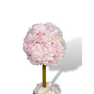 Yapay Çiçek Beyaz Metal Saksıda Bahardalı Japon Kiraz Çiçeği Ağacı 45*15cm