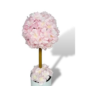 Yapay Çiçek Beyaz Metal Saksıda Bahardalı Japon Kiraz Çiçeği Ağacı 45*15cm