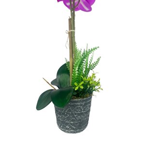 Yapay Çiçek 2li Fuşya Islak Orkide Seramik Saksıda Orkide 60cm