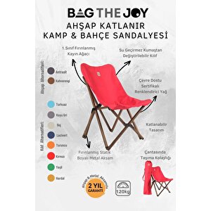Ahşap Katlanır Masa Sandalye Seti Antrasit Iskelet Kırmızı Kılıf -50x50x50 Masa