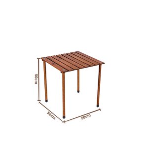 Ahşap Katlanır Masa Sandalye Seti Kahverengi Iskelet Kırmızı Kılıf -50x50x50 Masa