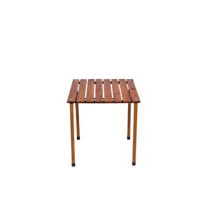 Ahşap Katlanır Masa Sandalye Seti Kahverengi Iskelet Kırmızı Kılıf -50x50x50 Masa