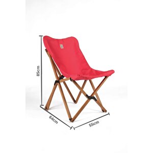 Ahşap Katlanır Masa Sandalye Seti Kahverengi Iskelet Kırmızı Kılıf -50x50x50 Masa