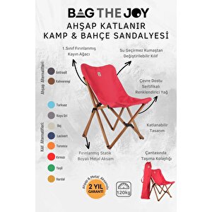 Ahşap Katlanır Masa Sandalye Seti Kahverengi Iskelet Kırmızı Kılıf -50x50x50 Masa
