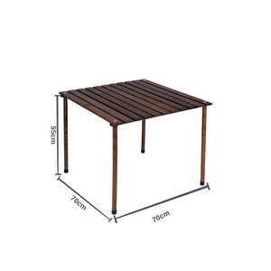 Ahşap Katlanır Masa Sandalye Seti Antrasit Iskelet Hardal Kılıf -70x70x55 Masa