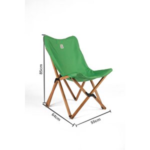 Ahşap Katlanır Masa Sandalye Seti Kahverengi Iskelet Yeşil Kılıf -60x60x55 Masa