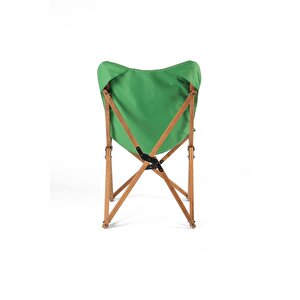 Ahşap Katlanır Masa Sandalye Seti Kahverengi Iskelet Yeşil Kılıf -60x60x55 Masa