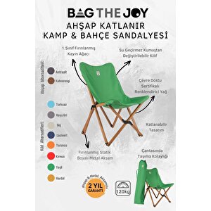Ahşap Katlanır Masa Sandalye Seti Kahverengi Iskelet Yeşil Kılıf -60x60x55 Masa