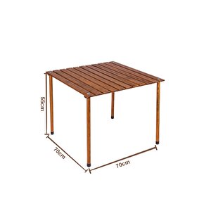 Ahşap Katlanır Masa Sandalye Seti Kahverengi Iskelet Yeşil Kılıf -70x70x55 Masa
