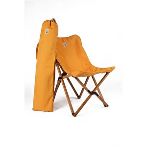 Ahşap Katlanır Masa Sandalye Seti Kahverengi Iskelet Hardal Kılıf -70x70x55 Masa