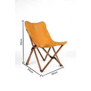 Ahşap Katlanır Masa Sandalye Seti Kahverengi Iskelet Hardal Kılıf -70x70x55 Masa