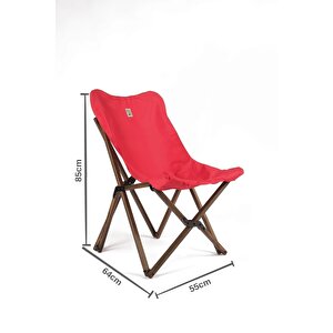 Ahşap Katlanır Masa Sandalye Seti Antrasit Iskelet Kırmızı Kılıf -60x60x55 Masa