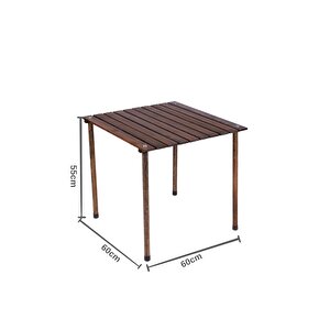 Ahşap Katlanır Masa Sandalye Seti Antrasit Iskelet Hardal Kılıf -60x60x55 Masa