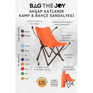 Ahşap Katlanır Masa Sandalye Seti Antrasit Iskelet Turuncu Kılıf -50x50x50 Masa