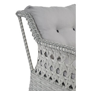 Deniz Rattan Puflu Bahçe Balkon Takımı 3+1+1 Gri