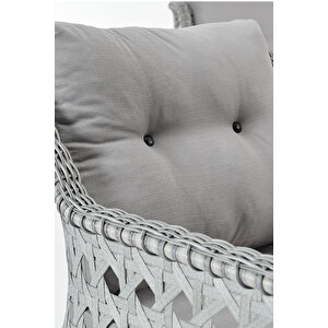 Deniz Rattan Puflu Bahçe Balkon Takımı 3+1+1 Gri