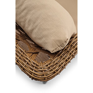 Deniz Rattan Puflu Bahçe Balkon Takımı 3+1+1 Kahve