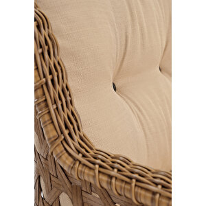 Deniz Rattan Puflu Bahçe Balkon Takımı 3+1+1 Kahve