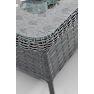 Deniz Rattan Puflu Bahçe Balkon Takımı 3+1+1 Antrasit