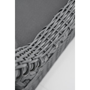 Deniz Rattan Puflu Bahçe Balkon Takımı 3+1+1 Antrasit