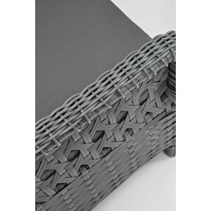 Deniz Rattan Puflu Bahçe Balkon Takımı 3+1+1 Antrasit