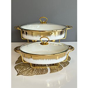 Whıte Gold Isıtıcılı Oval 2li̇ Tencere Büyük