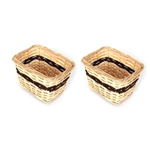 Hasır Sepet 2 Adet Orta Boy 21x14,5x14,7cm