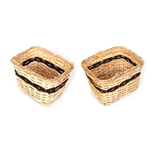 Hasır Sepet 2 Adet Orta Boy 21x14,5x14,7cm