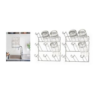Bardak Düzenleyici Askı Ve Kurutmalık 2 Adet Bulasıklık  Duvar Monte 19x12x24cm
