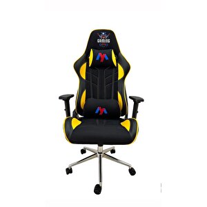 Gaming Profesyonel Oyuncu Bilgisayar Koltuğu Krom Ayaklı Açık Sarı