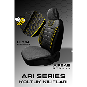 Ari Serisi Siyah Sarı Modüler Oto Koltuk Kılıfı Seti - Uyum Ve Dayanıklılık