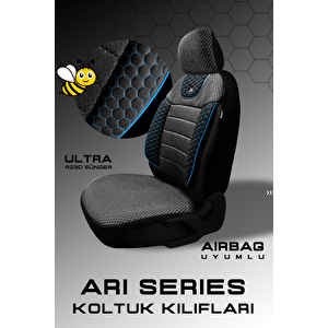 Ari Serisi Siyah Mavi Modüler Oto Koltuk Kılıfı Seti - Uyum Ve Dayanıklılık