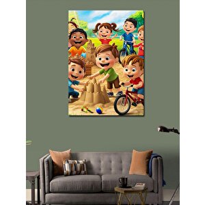 Kanvas Tablo Kumdan Kale Yapan Çocuklar 70x100 cm