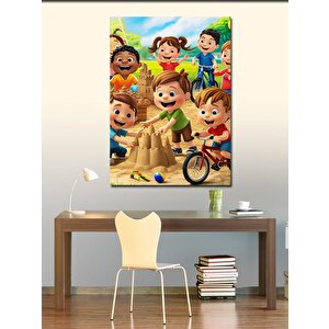 Kanvas Tablo Kumdan Kale Yapan Çocuklar 100x140 cm