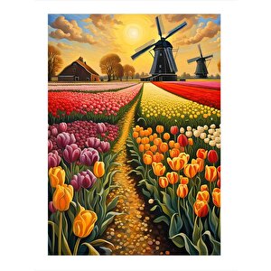 Renkli Laleler Lale Tarlası Art Mdf Tablo 25cmx 35cm 25x35 cm