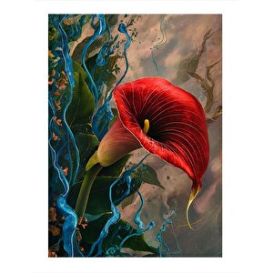 Kırmızı Lale Dekoratif Ahşap Tablo 25cmx 35cm 25x35 cm