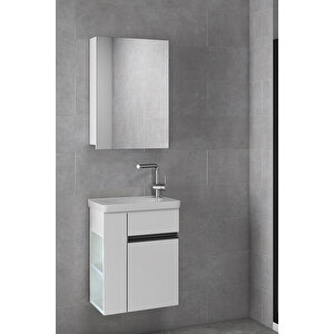 Miniço-raflı Sb-ebeveyn 50 Cm X 32 Cm Ayna Dolaplı Lavabolu Mdf Banyo Dolabı Seti