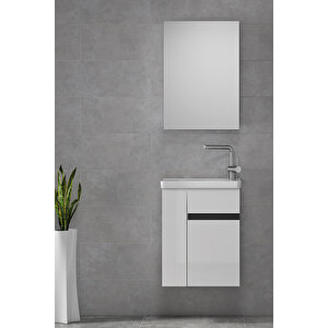 Miniço-raflı Sb-ebeveyn 50 Cm X 32 Cm Ayna Dolaplı Lavabolu Mdf Banyo Dolabı Seti